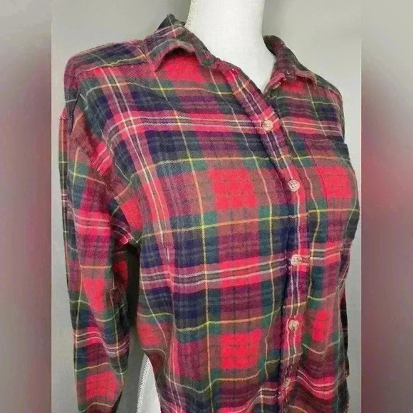 American Eagle Womens Flannel Button-Down With Patchwork Elbow - Picture 3 of 11